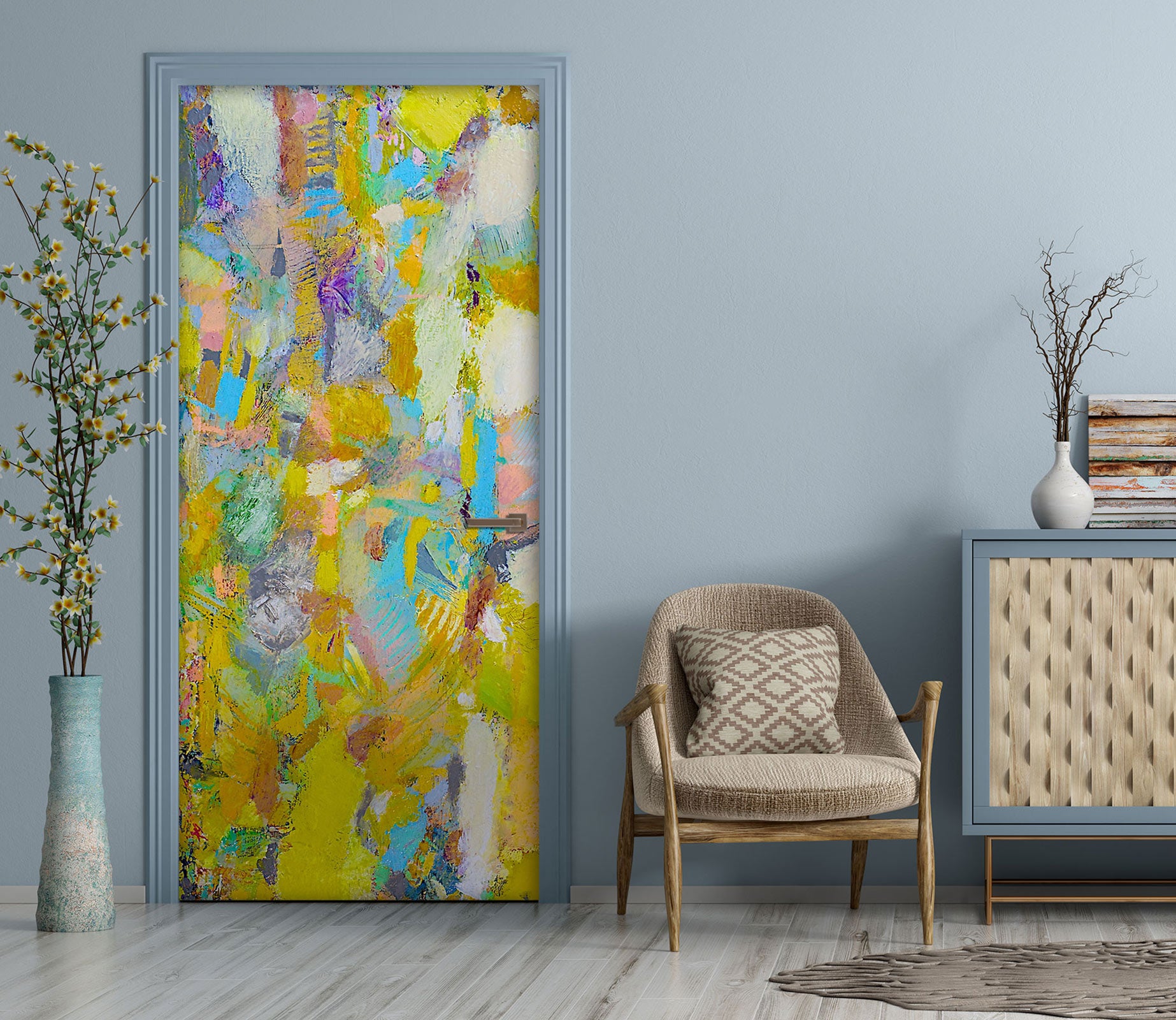 3D Yellow Color Oil Painting Pattern 9299 Allan P. Friedlander Door Mural