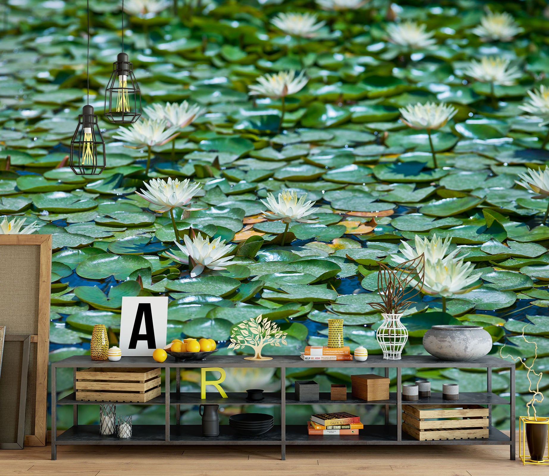 3D Pond Water Lily 6110 Assaf Frank Wall Mural Wall Murals