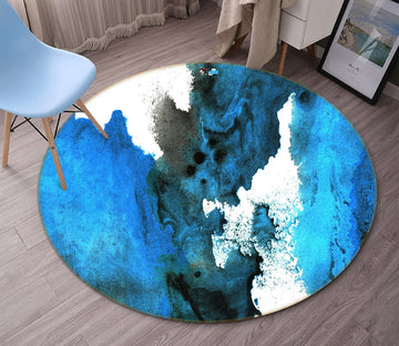 3D Blue Ink Smear 124 Round Non Slip Rug Mat Mat AJ Creativity Home 