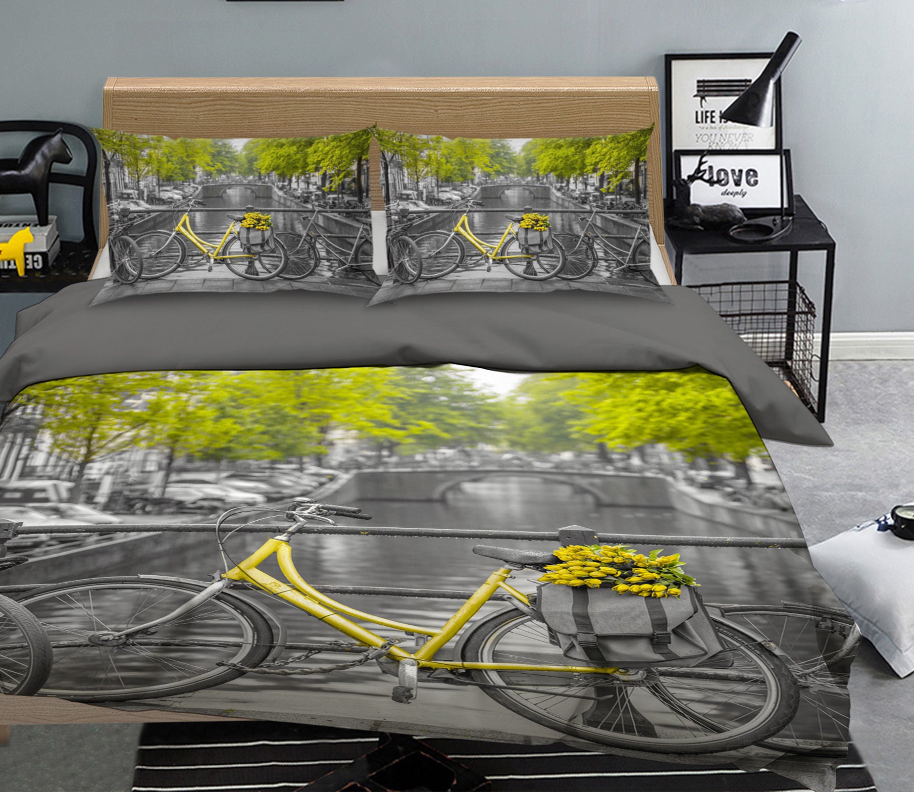 3D Yellow Bicycle River 1035 Assaf Frank Bedding Bed Pillowcases Quilt