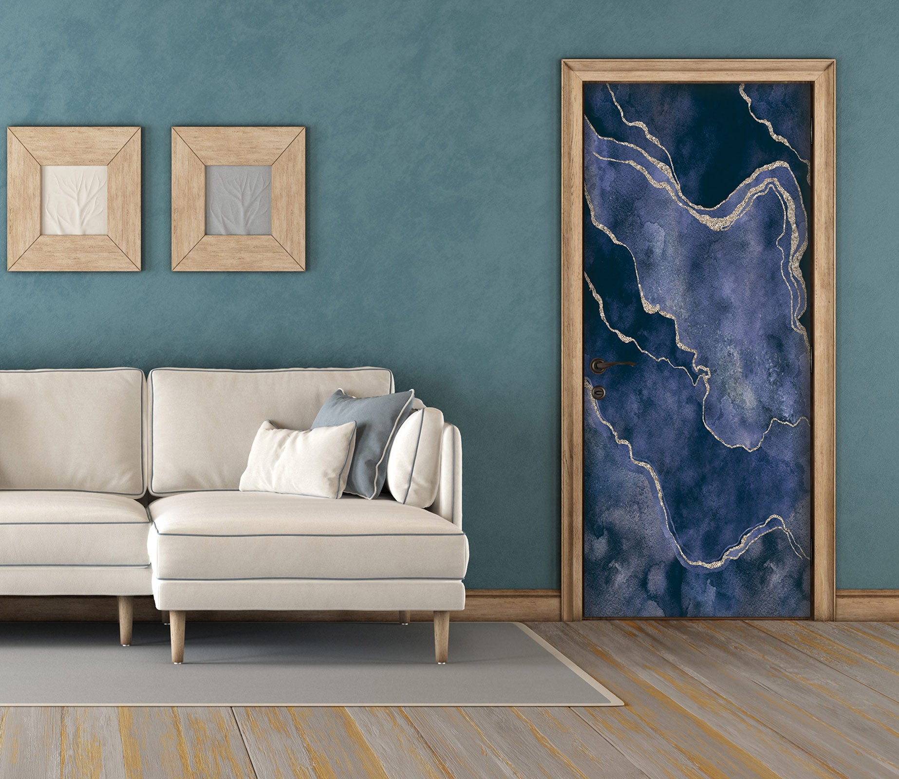 3D Grey Blue Pattern Phnom Penh 10291 Andrea Haase Door Mural