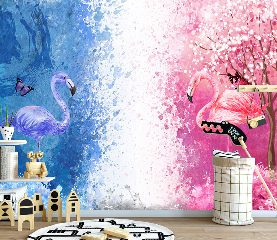 3D Flamingo Butterfly WG156 Wall Murals