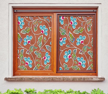 3D Blue Swaying Flower 164 Window Film Print Sticker Cling Stained Glass UV Block