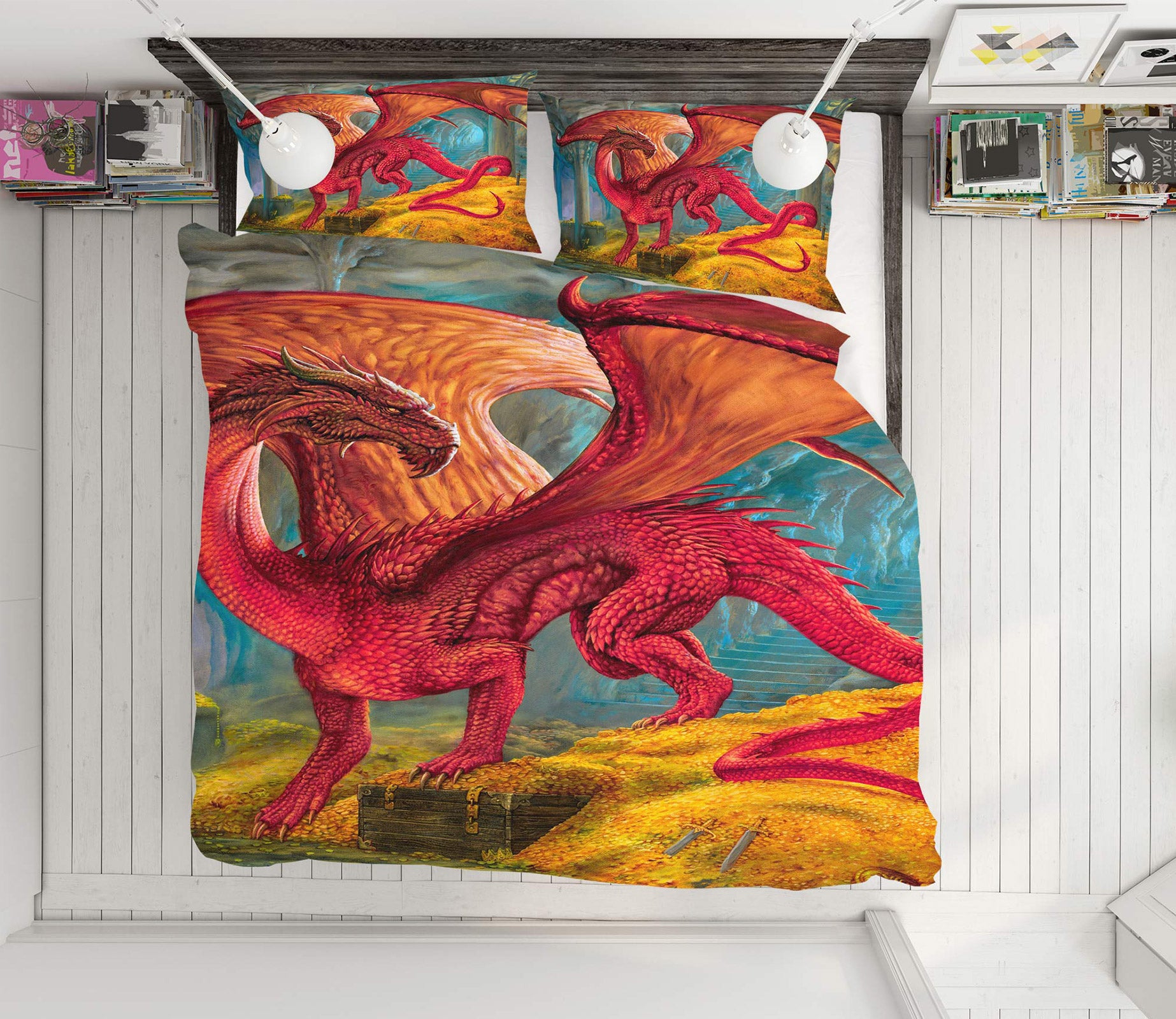 3D Red Dragon 7034 Ciruelo Bedding Bed Pillowcases Quilt