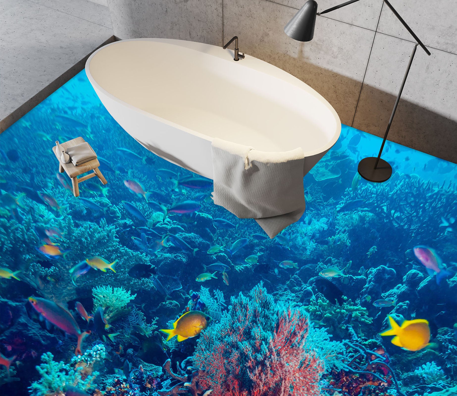 3D Pretty Yellow Fish 200 Floor Mural  Wallpaper Murals Rug & Mat Print Epoxy waterproof bath floor