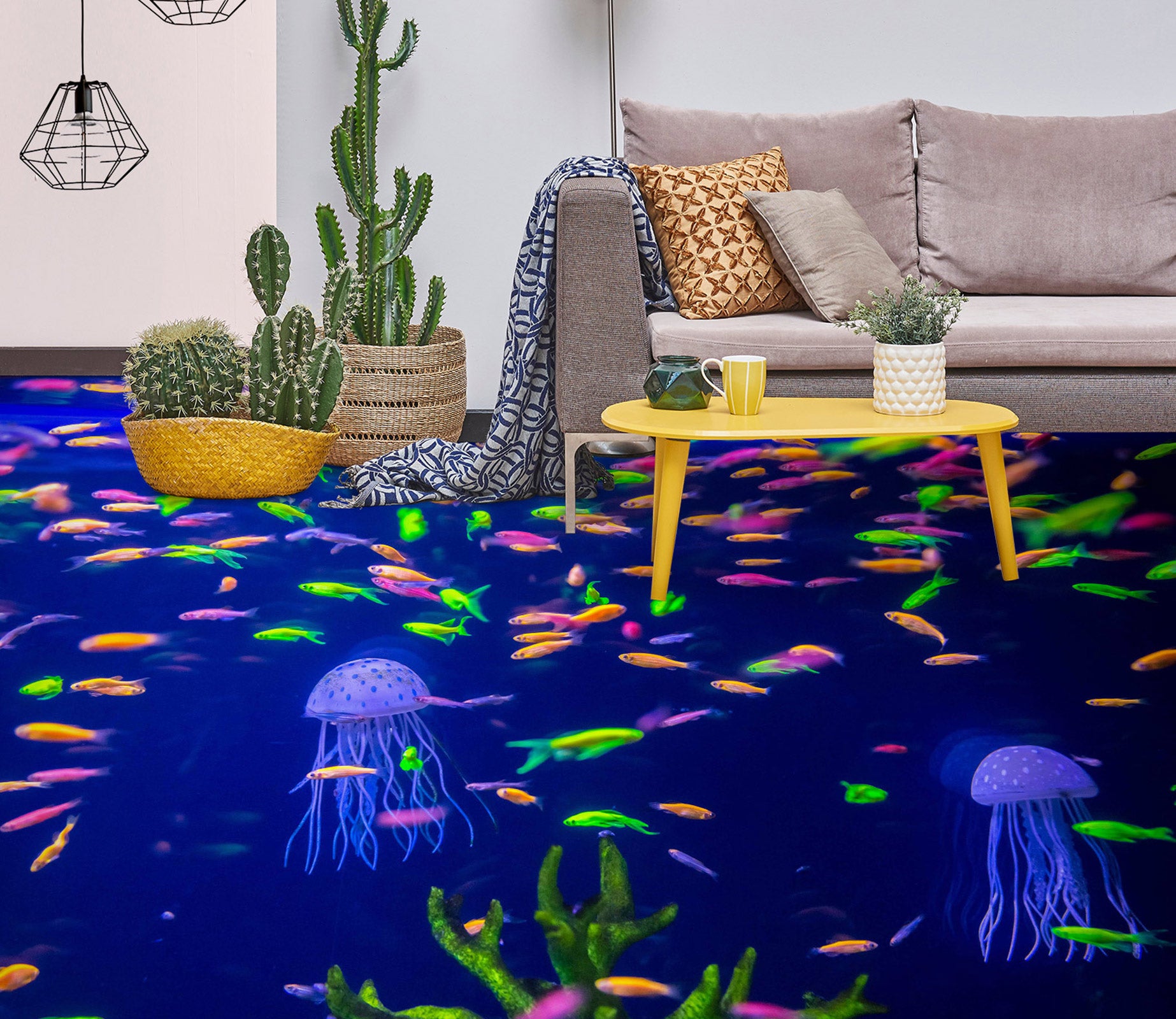 3D Fluorescent Colored Fish 677 Floor Mural  Wallpaper Murals Rug & Mat Print Epoxy waterproof bath floor