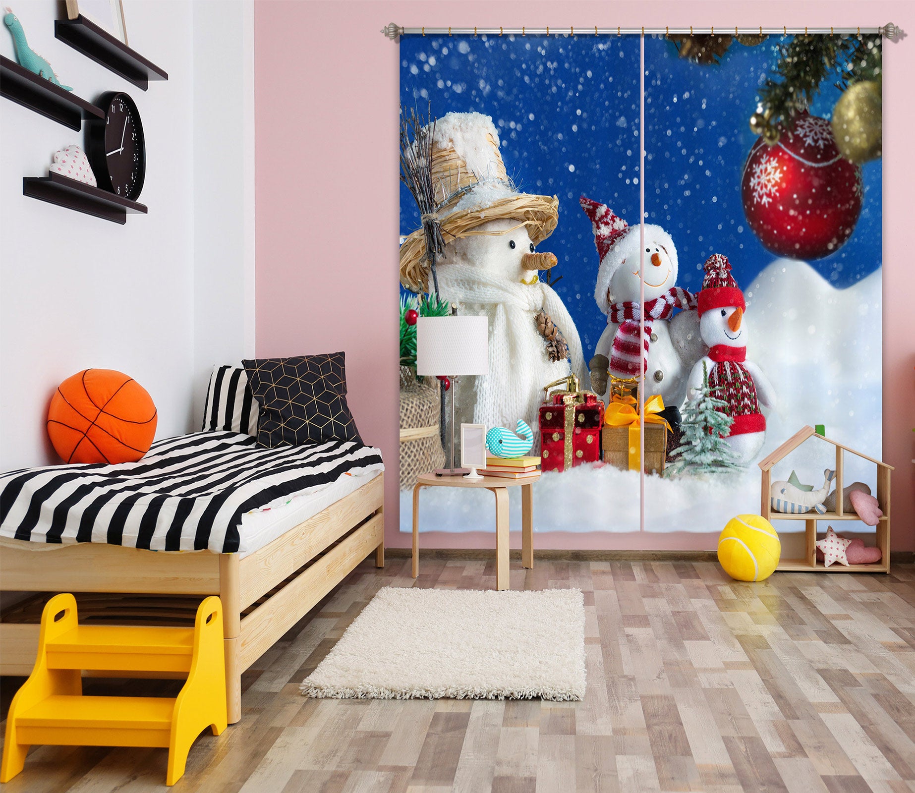 3D Snowman 53146 Christmas Curtains Drapes Xmas