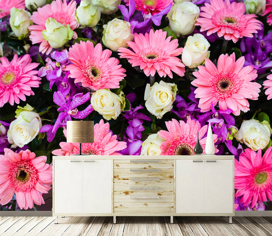 3D Rose Chrysanthemum WC046 Wall Murals