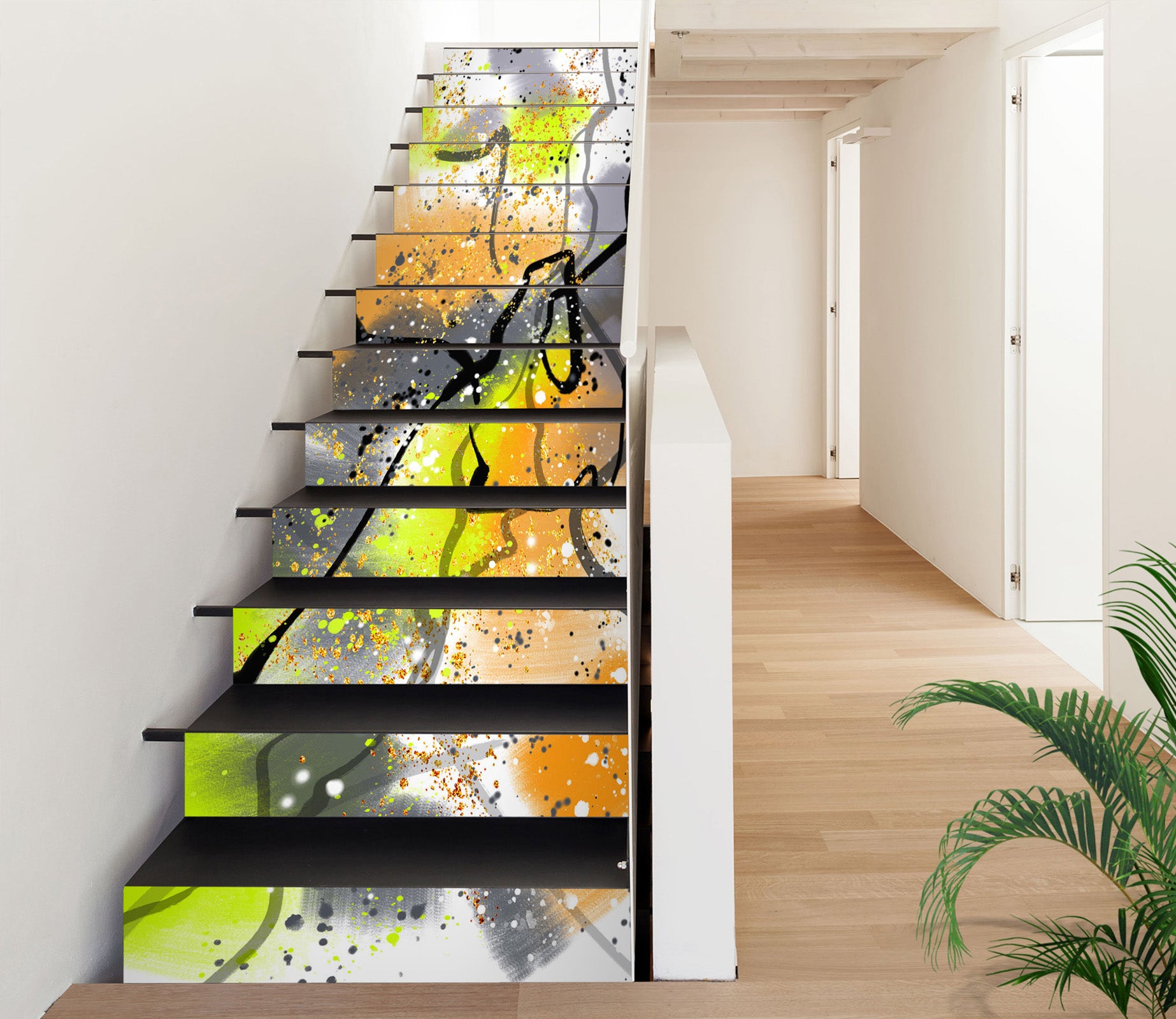 3D Irregular Distribution Of Three Colors 552 Stair Risers