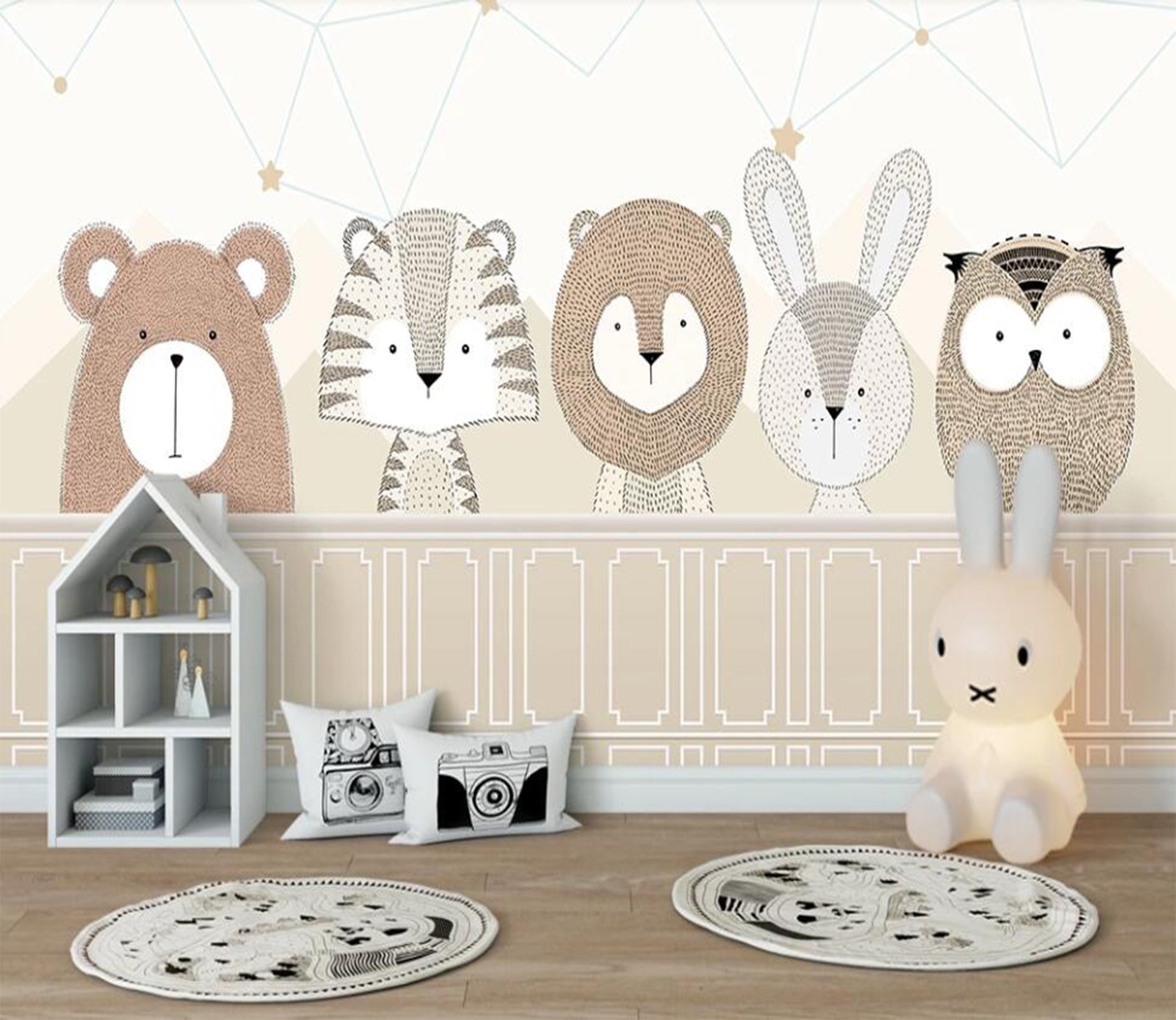 3D Five Cute Animals 2511 Wall Murals