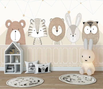 3D Five Cute Animals 2511 Wall Murals