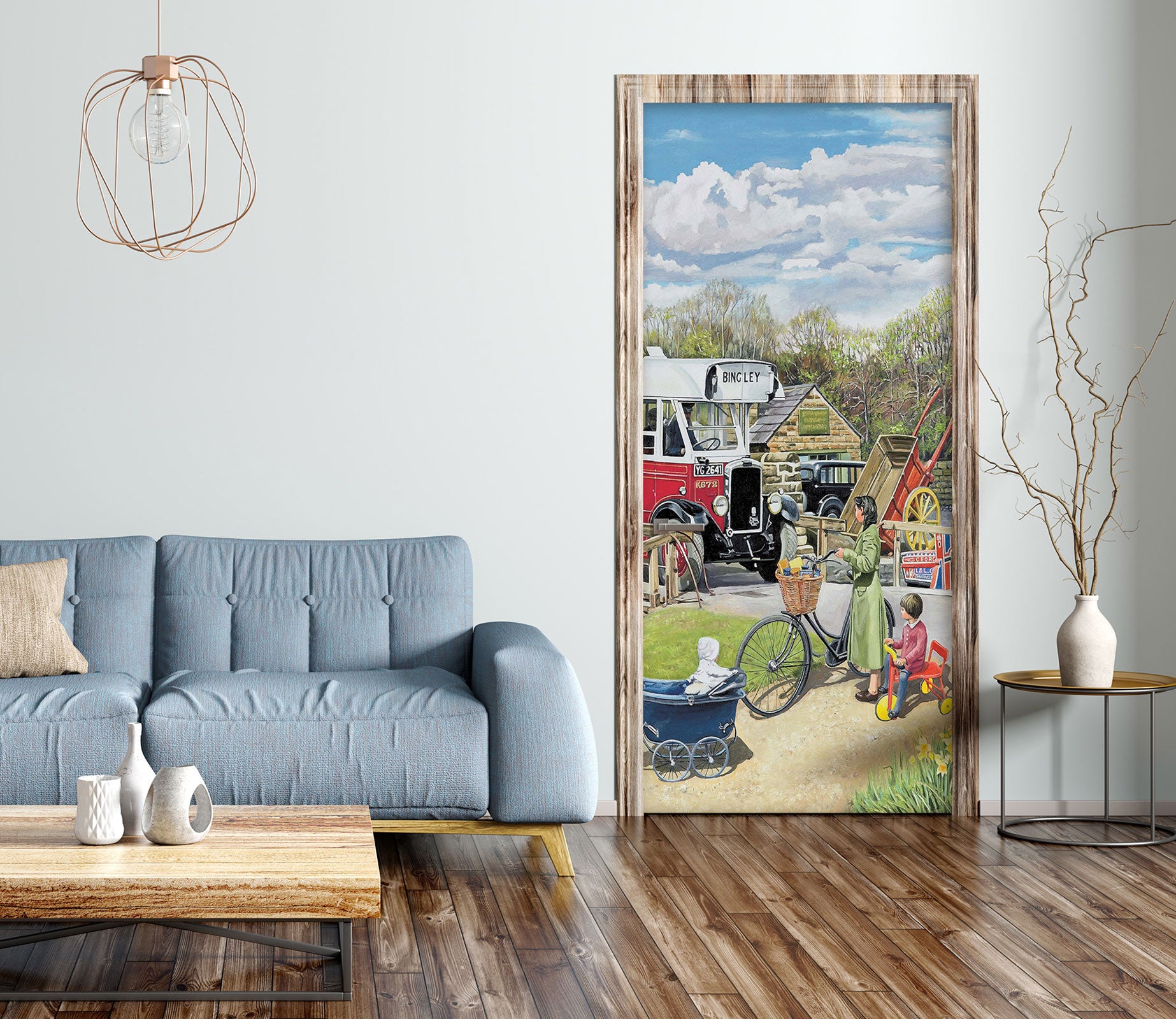 3D Village Bus Bike 103163 Trevor Mitchell Door Mural