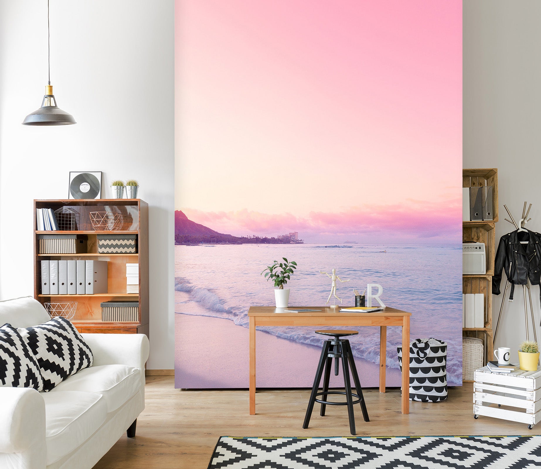 3D Pink Sunset 1303 Noirblanc777 Wall Mural Wall Murals