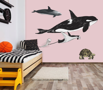 3D Shark Dolphins 060 Animals Wall Stickers Wallpaper AJ Wallpaper 