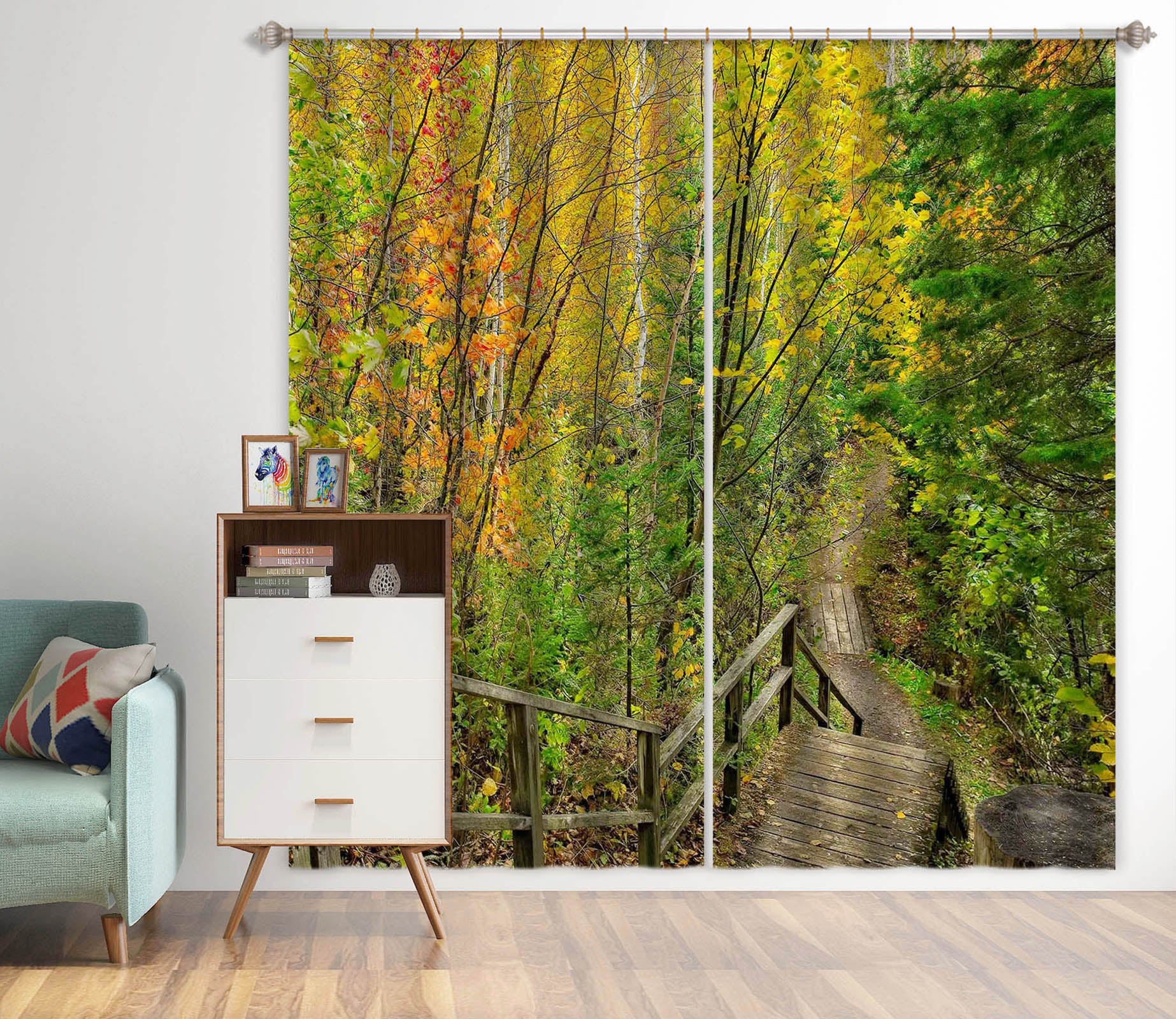 3D Forest Staircase 62144 Kathy Barefield Curtain Curtains Drapes