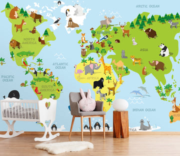3D Cartoon World Map 036 Wall Murals Wallpaper AJ Wallpaper 2 