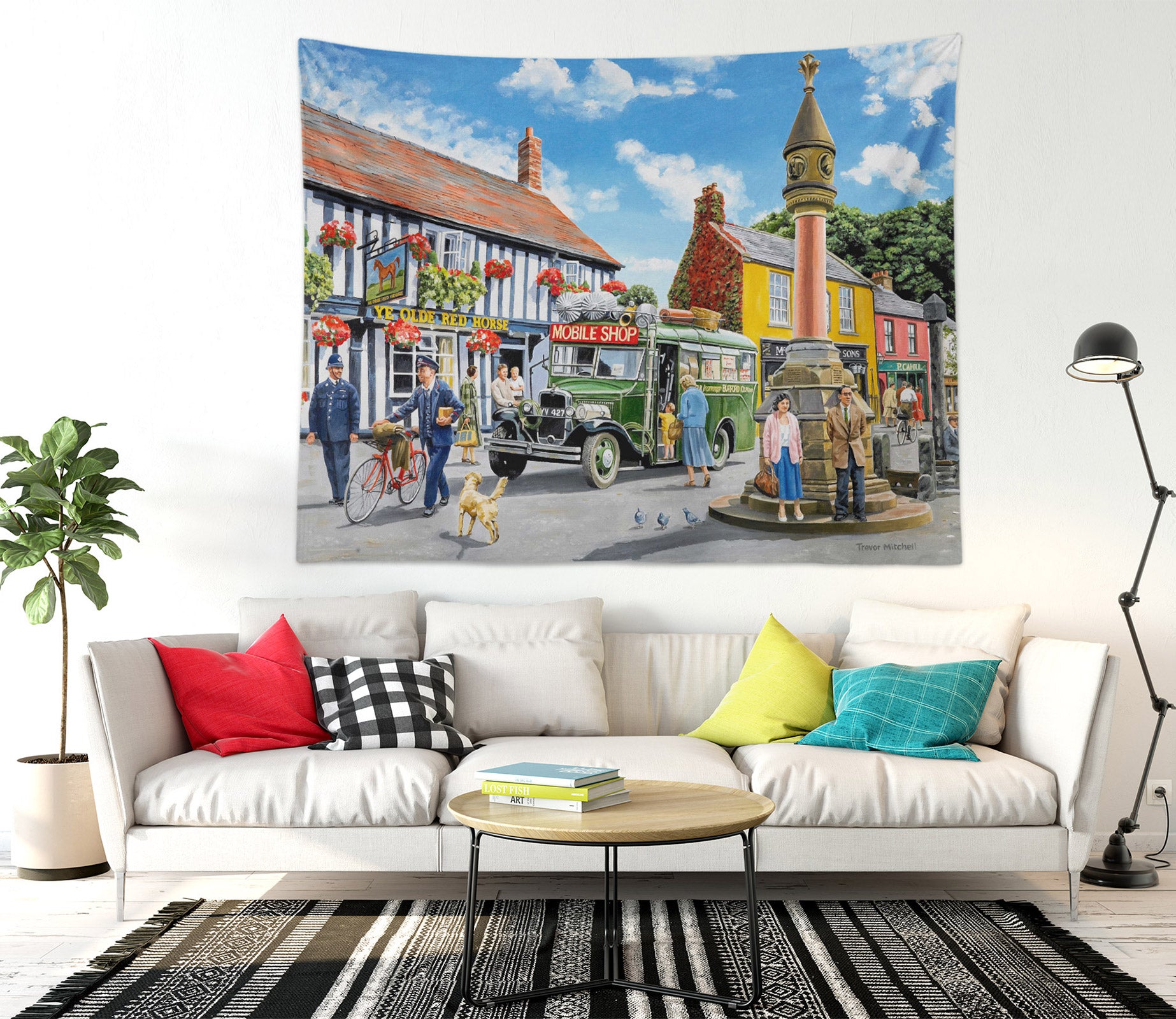 3D Street Shop House People 11261 Trevor Mitchell Tapestry Hanging Cloth Hang