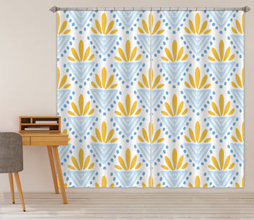 3D Blue Yellow Pattern 11151 Kashmira Jayaprakash Curtain Curtains Drapes