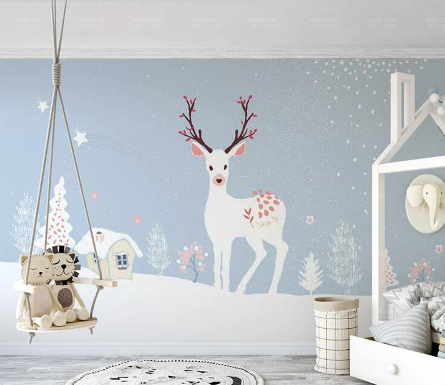 3D Heavy Snow Fawn WC128 Wall Murals