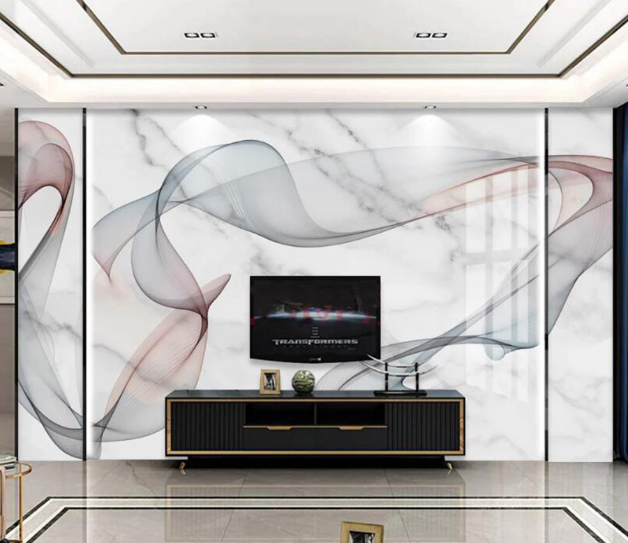 3D Three-color Flowing Ribbon 747 Wall Murals