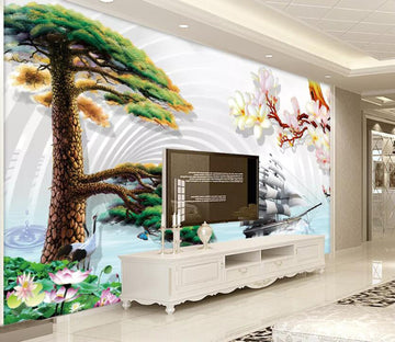 3D Pine Tree Flowers WC45 Wall Murals Wallpaper AJ Wallpaper 2 