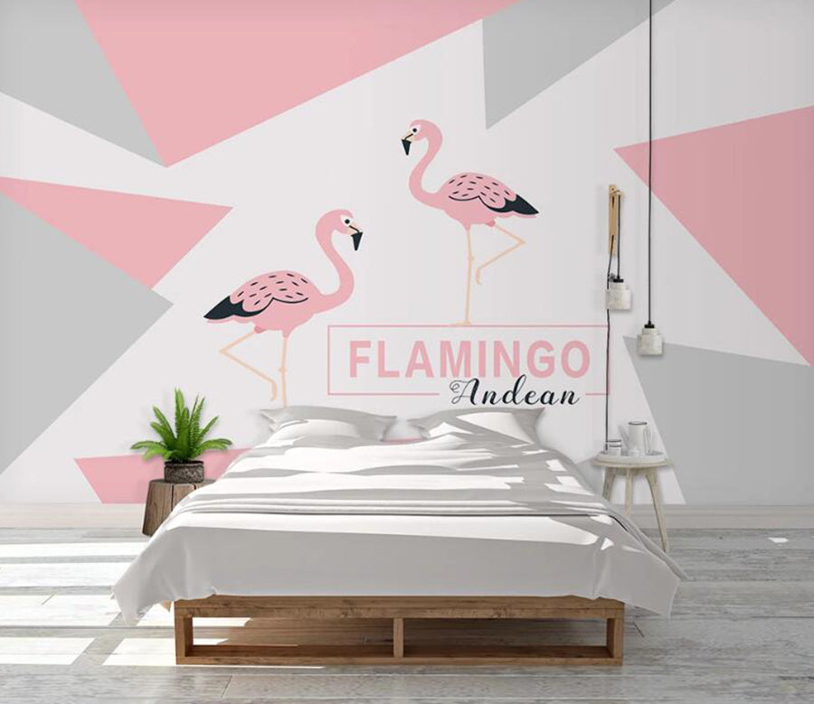 3D Pink And Black Flamingos 1103 Wall Murals