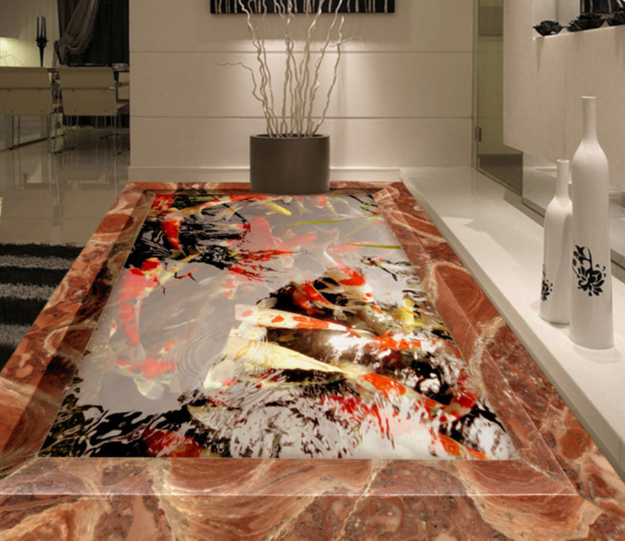 3D Koi Pond 319 Floor Mural  Wallpaper Murals Rug & Mat Print Epoxy waterproof bath floor