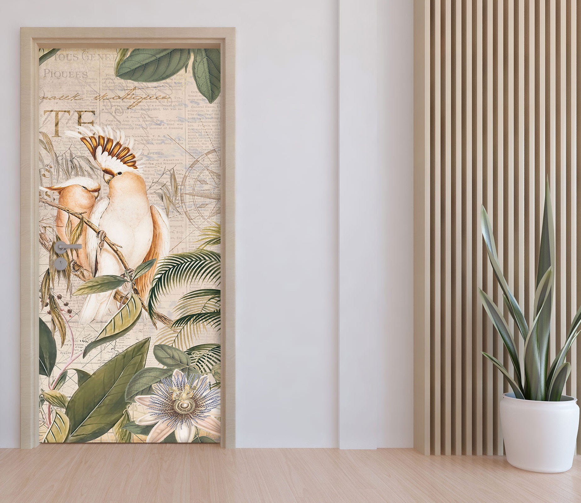 3D Parrot Branch Leaf 11952 Andrea Haase Door Mural