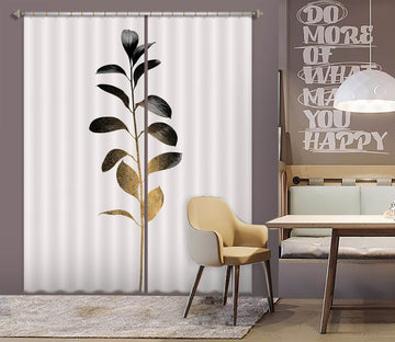 3D Golden Gradient Leaves 1084 Boris Draschoff Curtain Curtains Drapes