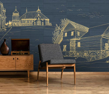 3D Line Building 134 Wall Murals