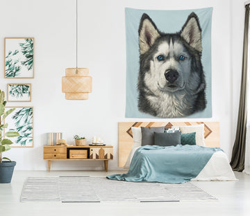 3D Husky Portrait 11711 Vincent Tapestry Hanging Cloth Hang