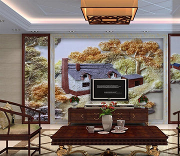 3D House Tree WC726 Wall Murals