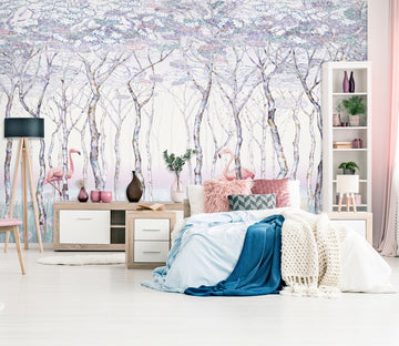 3D Wood Flamingo 1577 Wall Murals