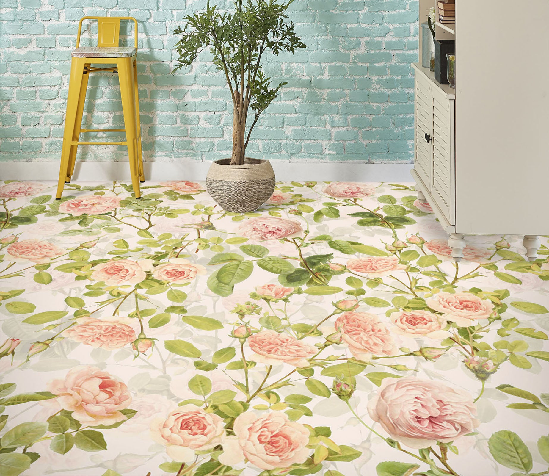 3D Rose Vine Pattern 99207 Uta Naumann Floor Mural  Wallpaper Murals Self-Adhesive Removable Print Epoxy