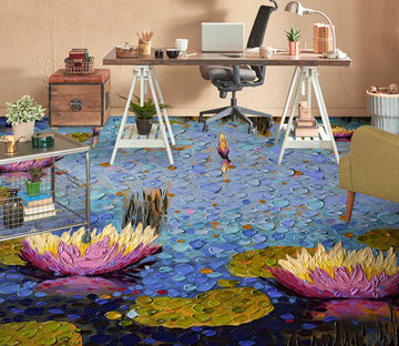 3D Lotus Pond 102158 Dena Tollefson Floor Mural  Wallpaper Murals Self-Adhesive Removable Print Epoxy