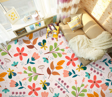 3D Cute Leaves And Flowers 1275 Floor Mural