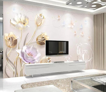 3D Golden Rose 621 Wall Murals Wallpaper AJ Wallpaper 2 