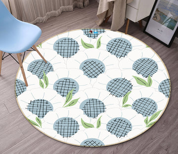 3D White Flowers 10566 Kashmira Jayaprakash Rug Round Non Slip Rug Mat