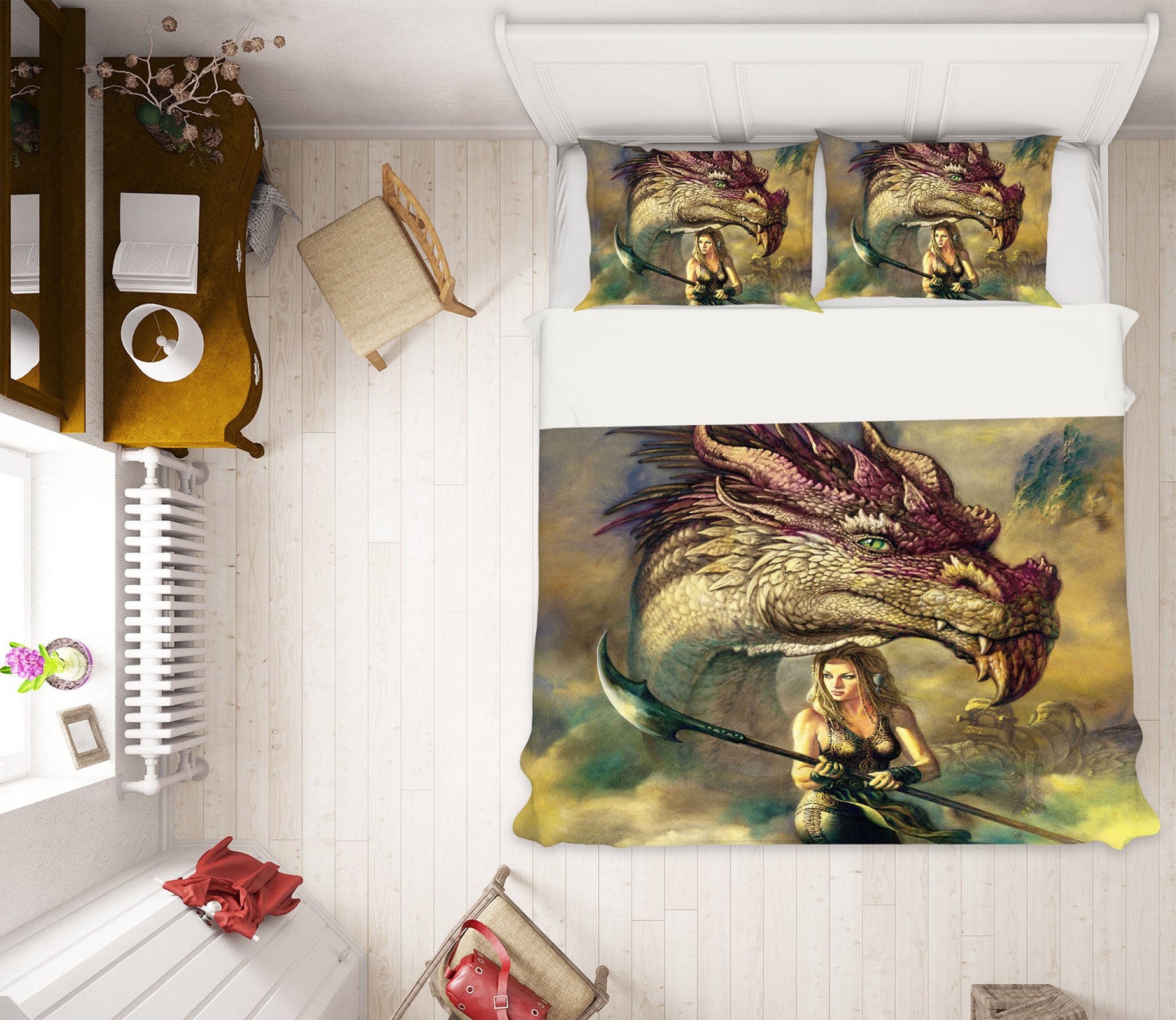3D Big Dragon Woman 7029 Ciruelo Bedding Bed Pillowcases Quilt