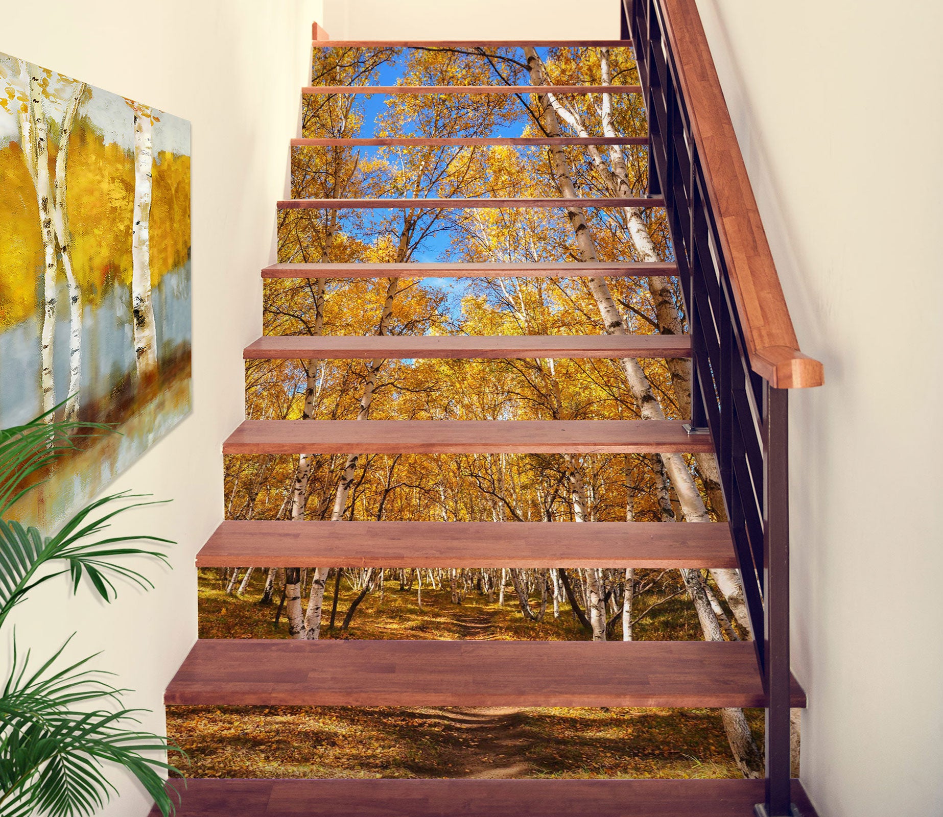 3D Autumn Golden Woods 310 Stair Risers