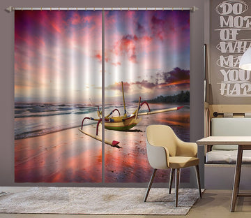 3D Sunset Beach 075 Marco Carmassi Curtain Curtains Drapes