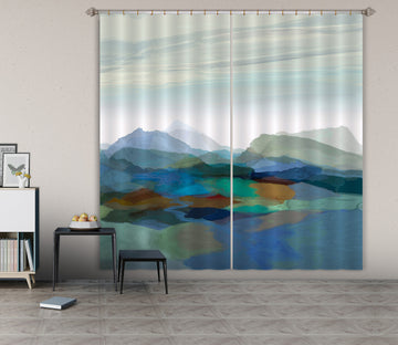 3D Dark Green Mountains 058 Michael Tienhaara Curtain Curtains Drapes