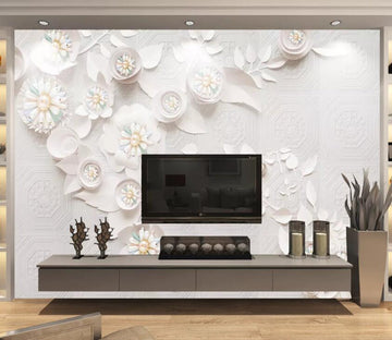 3D White Flower WC48 Wall Murals Wallpaper AJ Wallpaper 2 