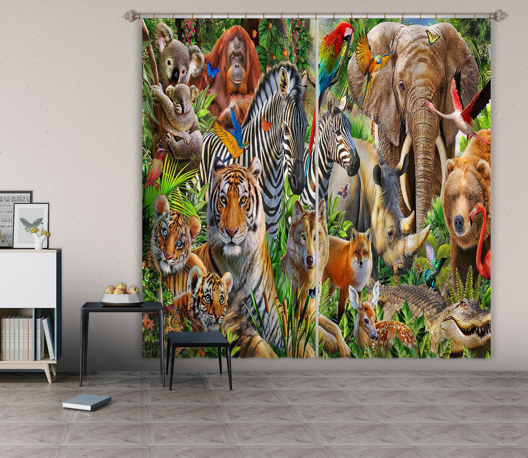 3D Beast World 065 Adrian Chesterman Curtain Curtains Drapes