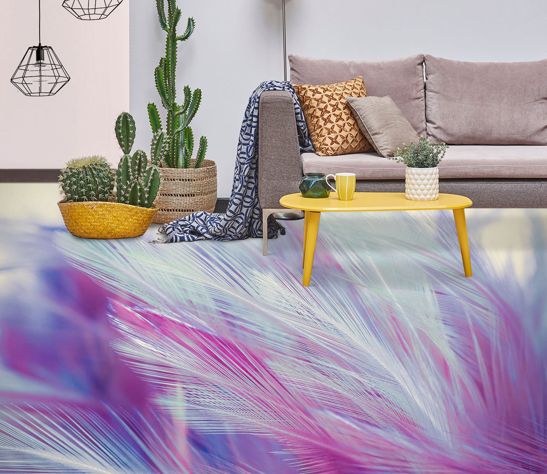 3D Glamour Purple Feathers 1142 Floor Mural  Wallpaper Murals Self-Adhesive Removable Print Epoxy