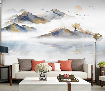 3D Cloud Mountain Lake WC1627 Wall Murals