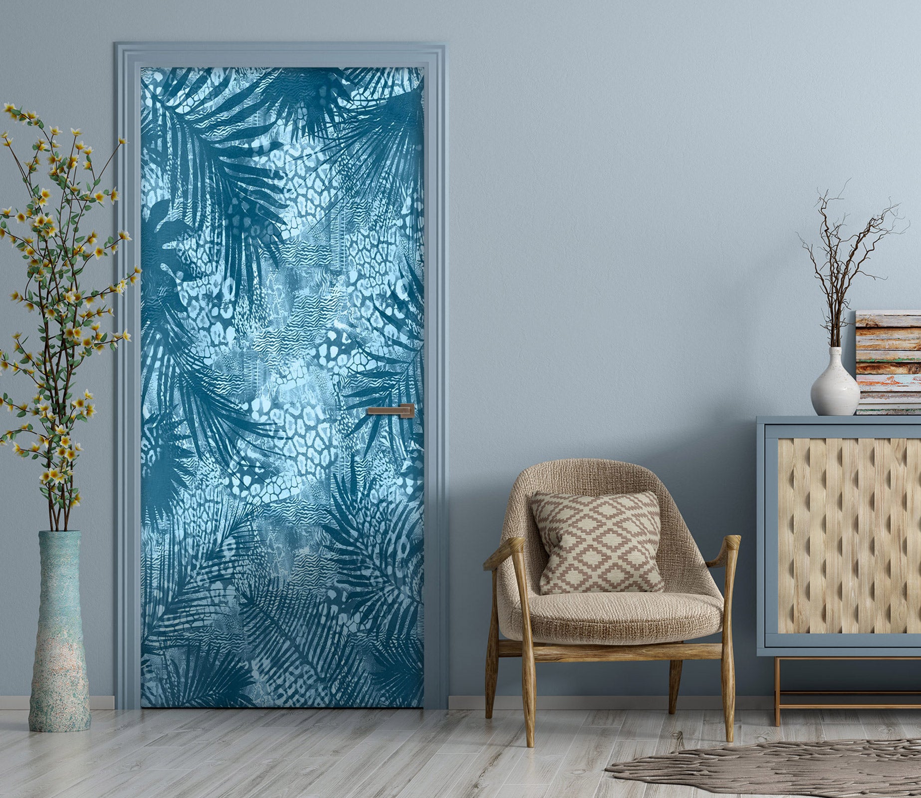 3D Jungle Leaves Pattern 10278 Andrea Haase Door Mural