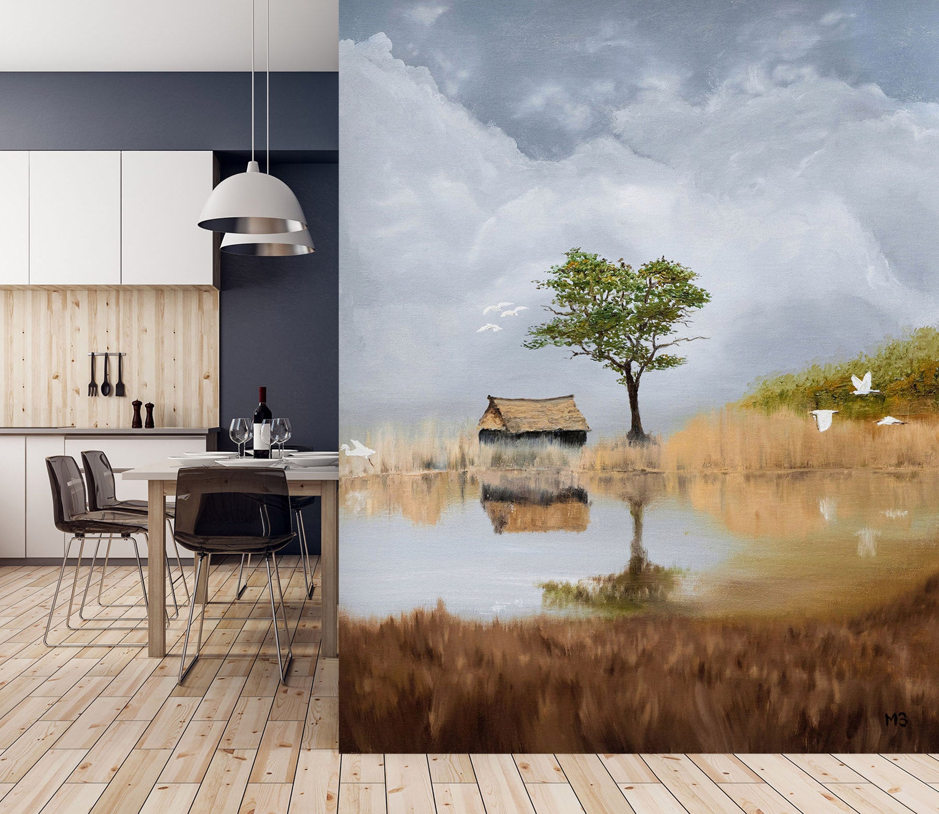 3D Grass Tree Cabin 1874 Marina Zotova Wall Mural Wall Murals