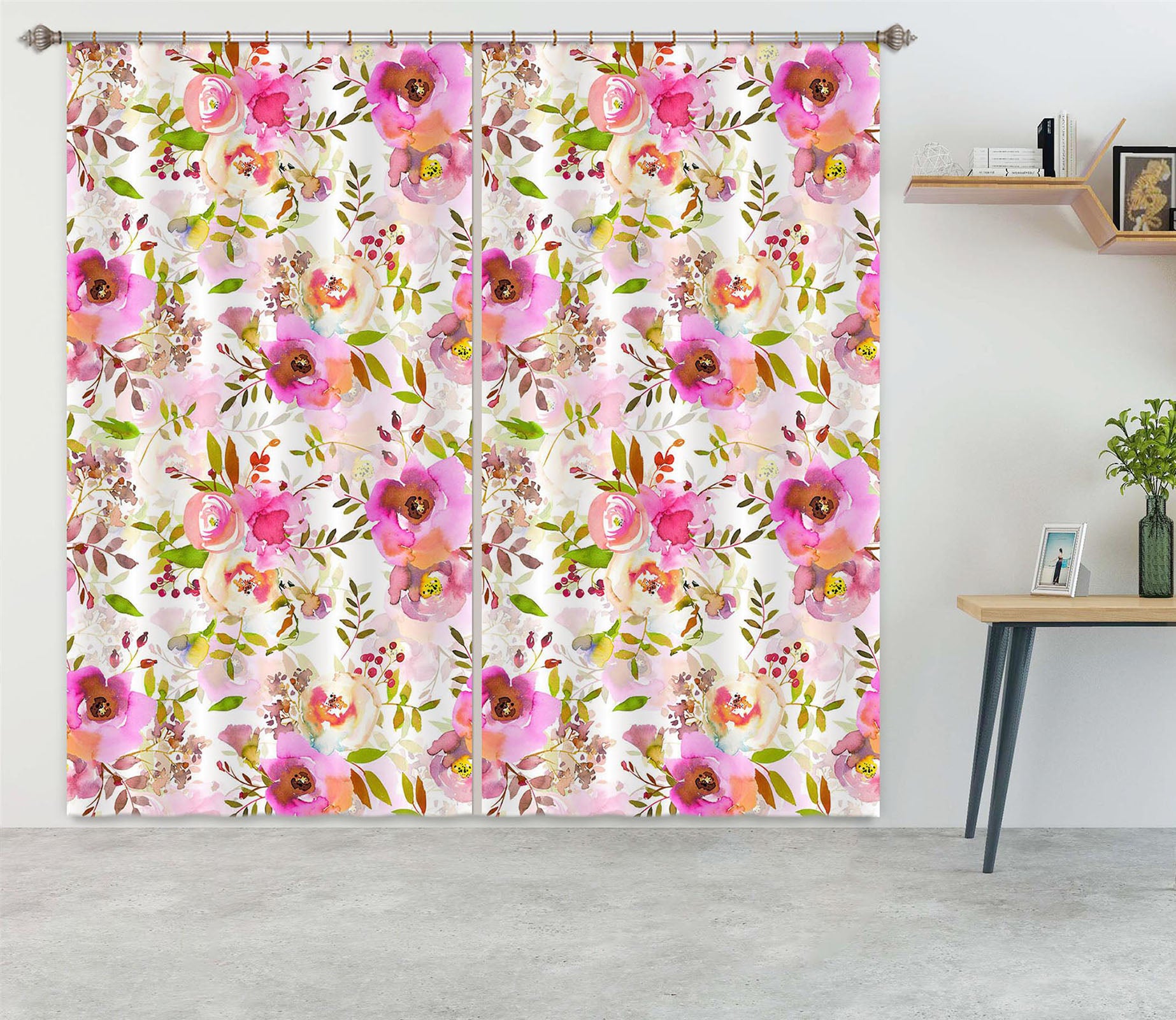 3D Red Flower 231 Uta Naumann Curtain Curtains Drapes