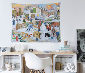 3D Snowman Playing Child 112107 Trevor Mitchell Tapestry Hanging Cloth Hang